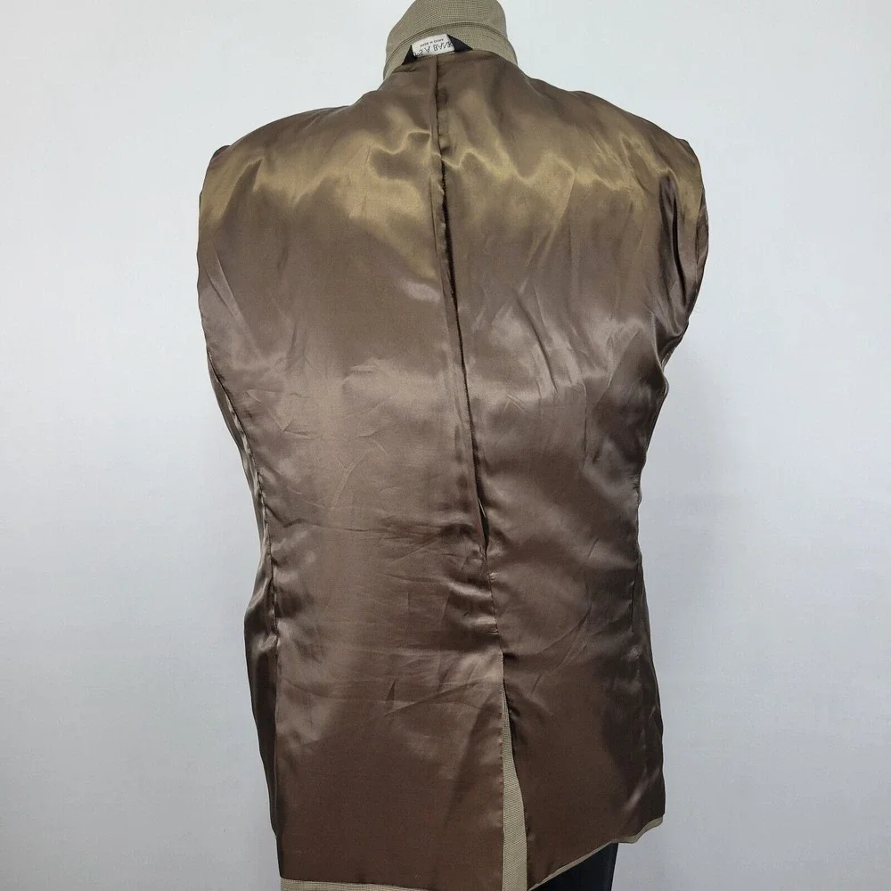JOS‎ A BANK Men's Sport Coat Blazer Two Button Brown Black Houndstooth Wool 46L